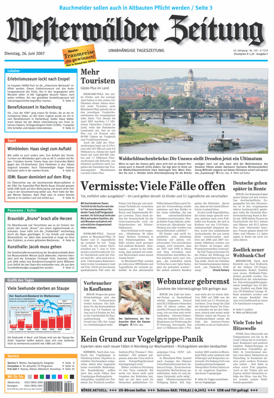 Westerwälder Zeitung vom Dienstag, 26.06.2007