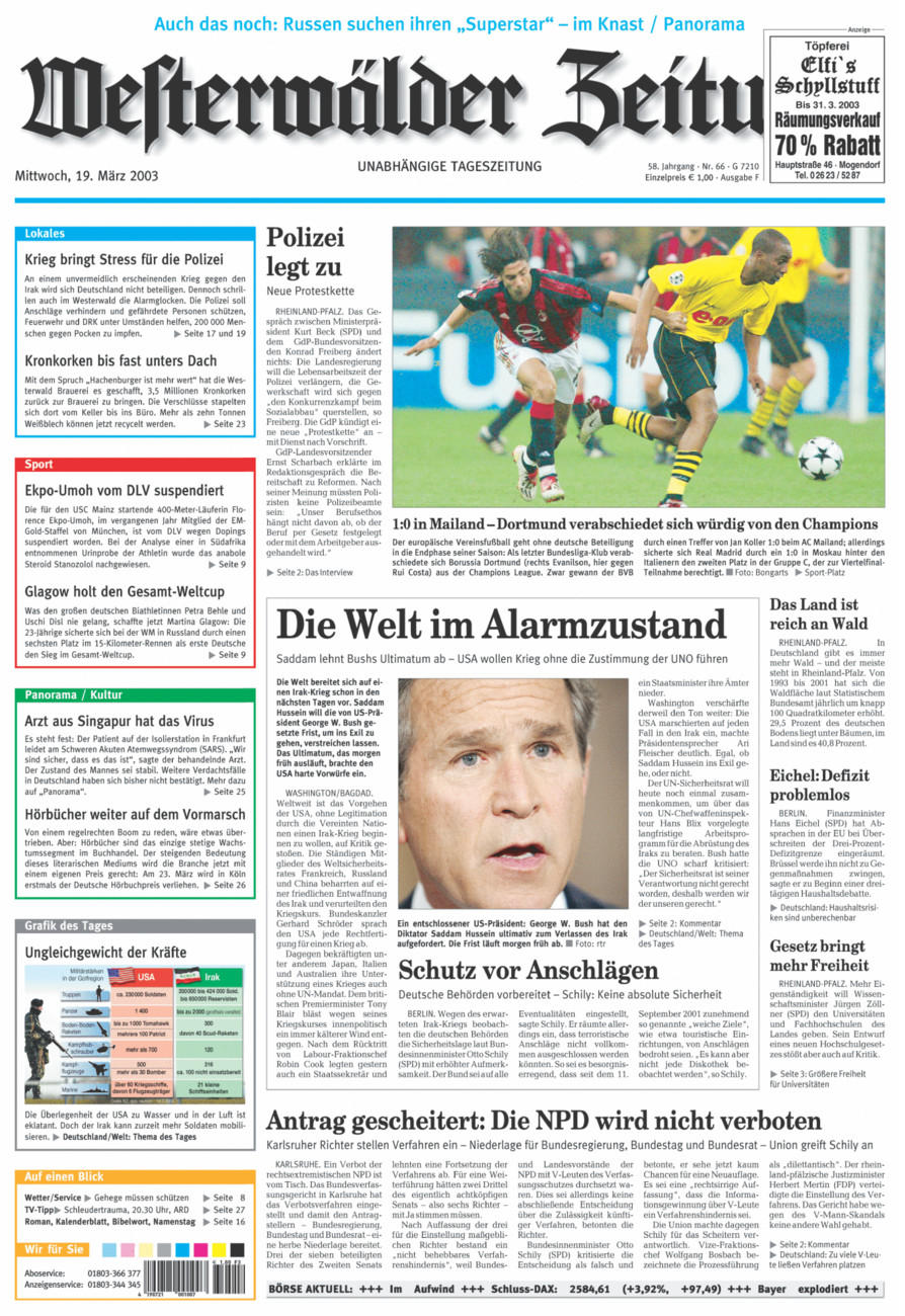 Westerwälder Zeitung vom Mittwoch, 19.03.2003