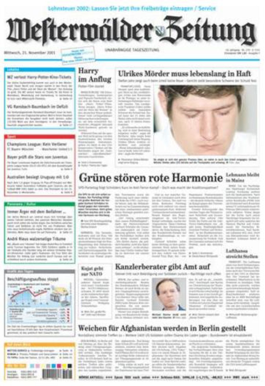 Westerwälder Zeitung vom Mittwoch, 21.11.2001