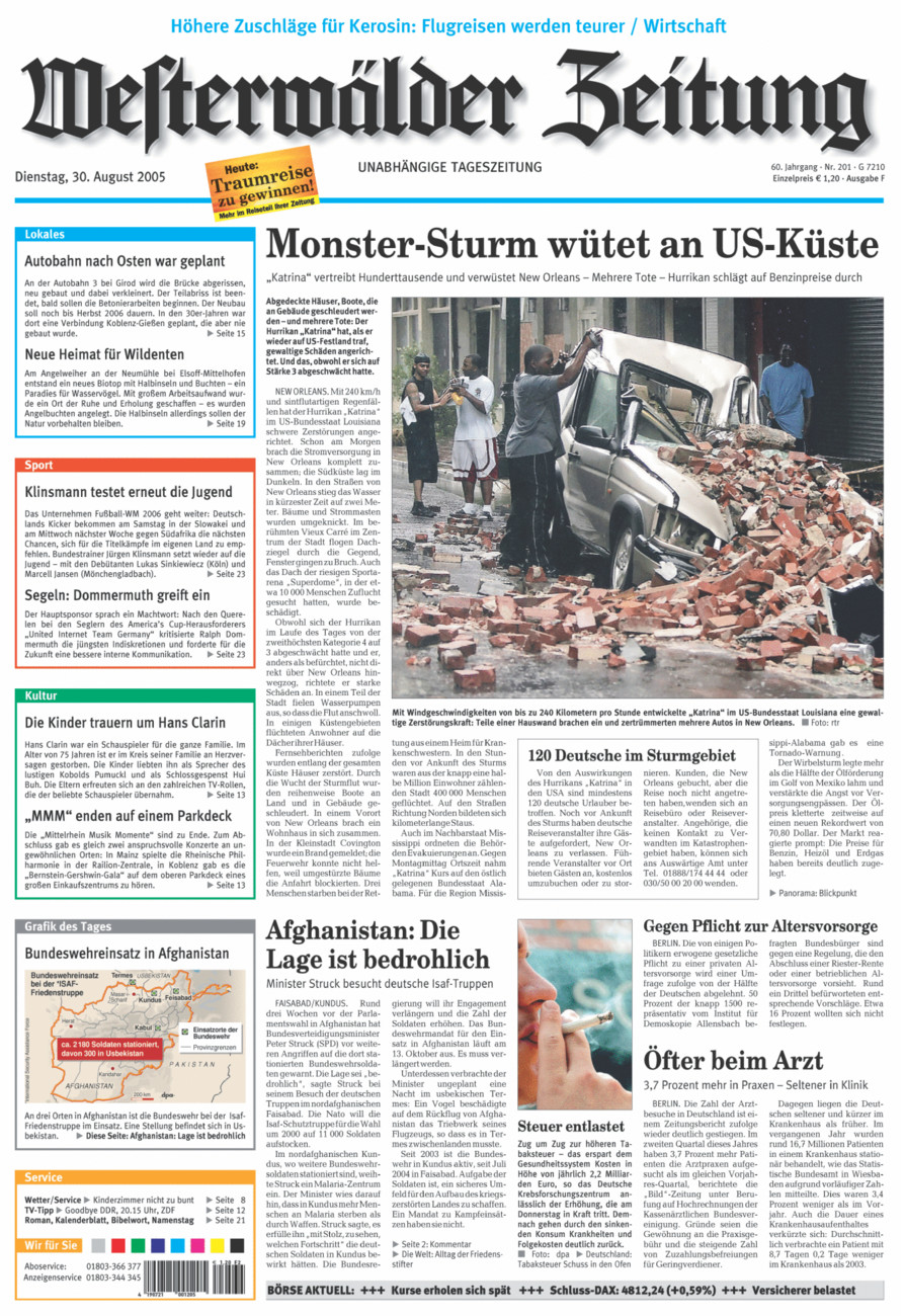 Westerwälder Zeitung vom Dienstag, 30.08.2005