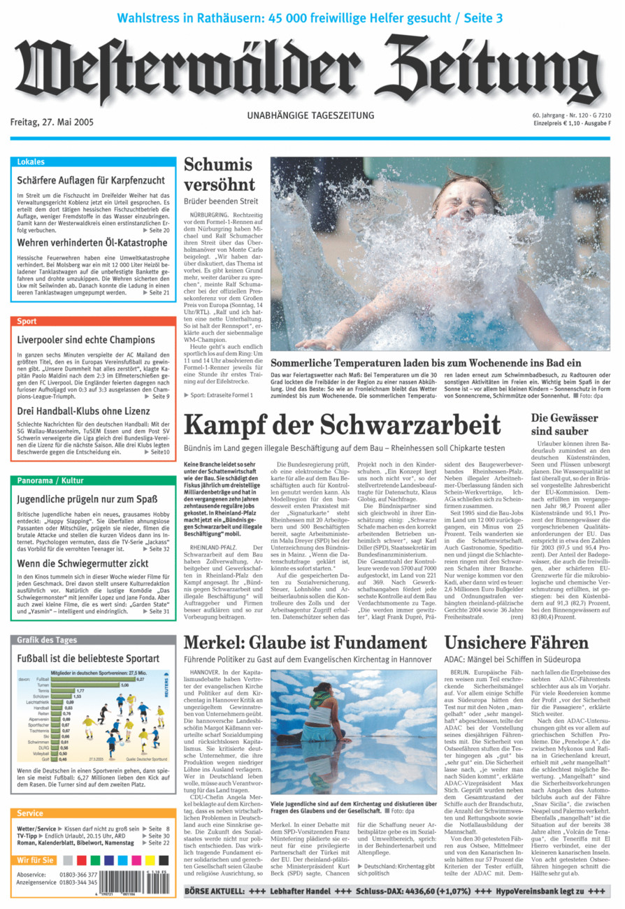 Westerwälder Zeitung vom Freitag, 27.05.2005
