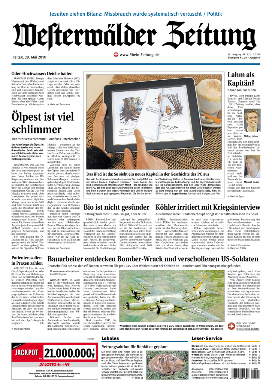 Westerwälder Zeitung vom Freitag, 28.05.2010