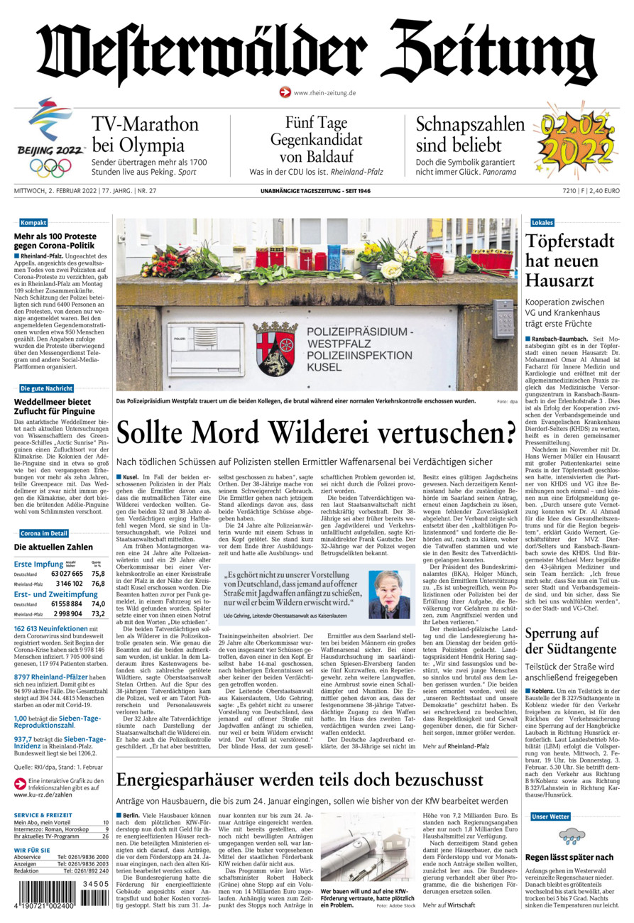 Westerwälder Zeitung vom Mittwoch, 02.02.2022