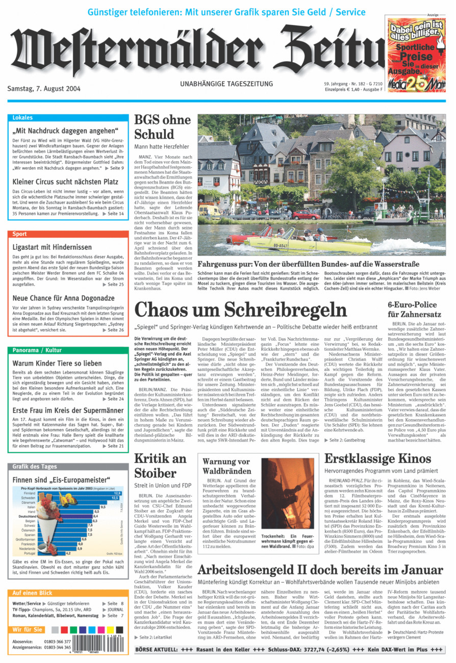 Westerwälder Zeitung vom Samstag, 07.08.2004