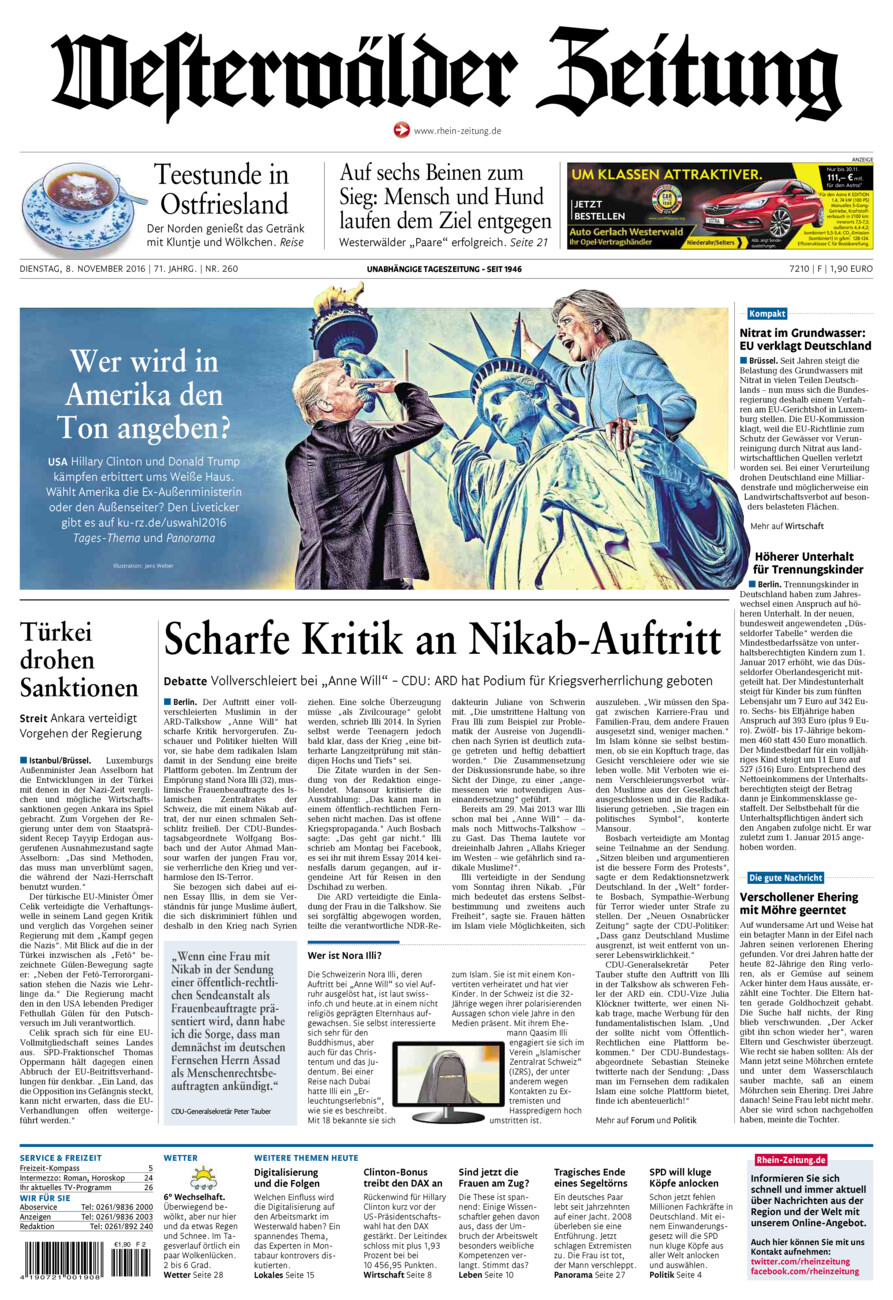 Westerwälder Zeitung vom Dienstag, 08.11.2016