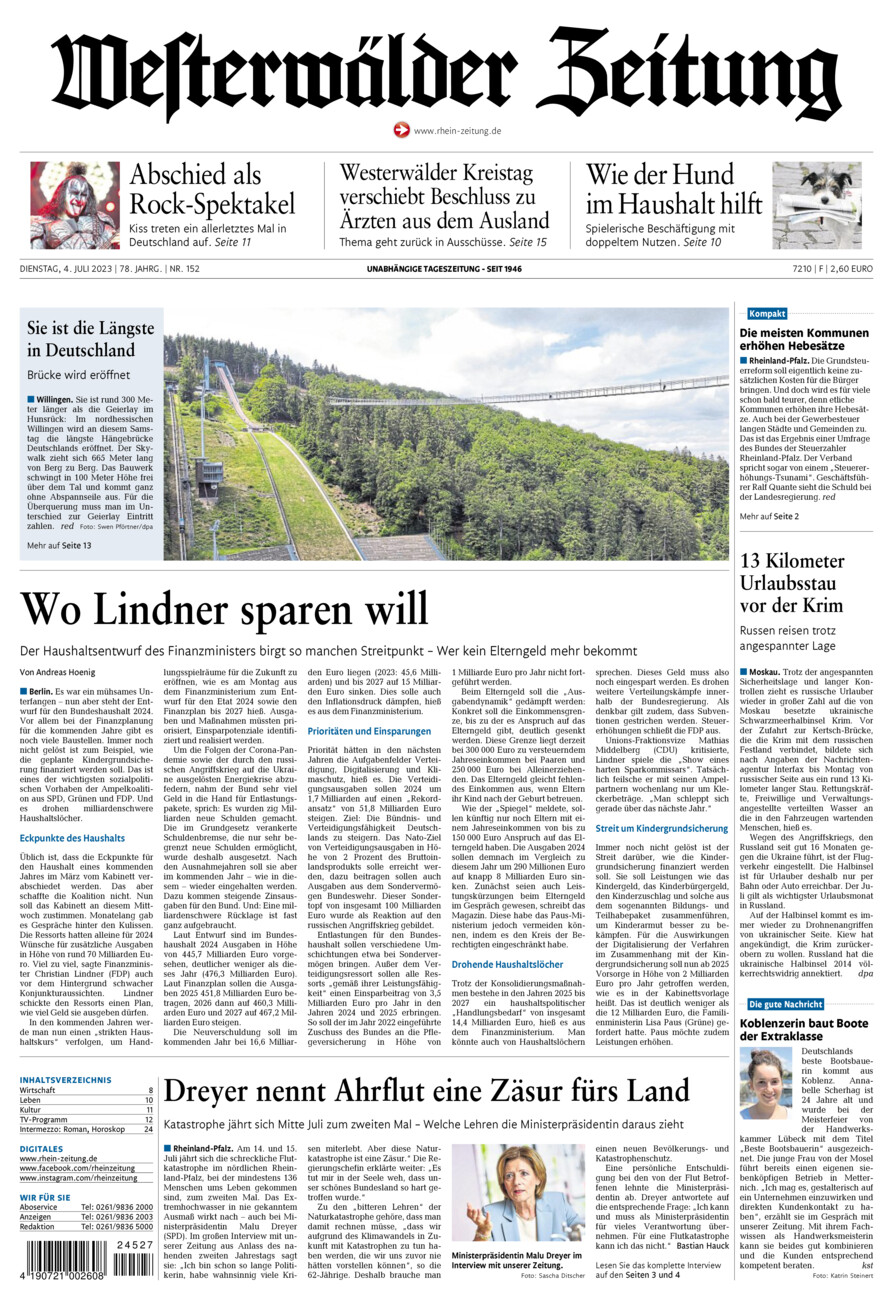 Westerwälder Zeitung vom Dienstag, 04.07.2023