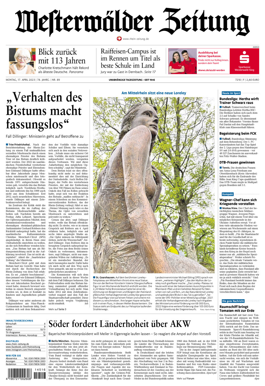 Westerwälder Zeitung vom Montag, 17.04.2023