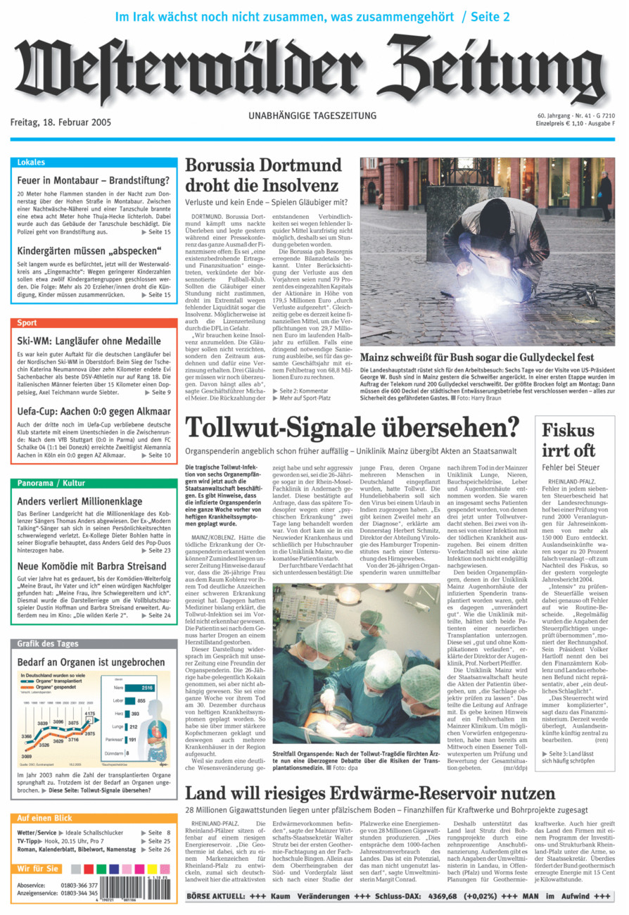 Westerwälder Zeitung vom Freitag, 18.02.2005