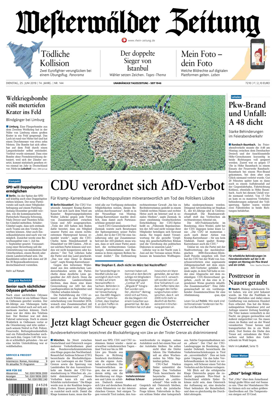 Westerwälder Zeitung vom Dienstag, 25.06.2019