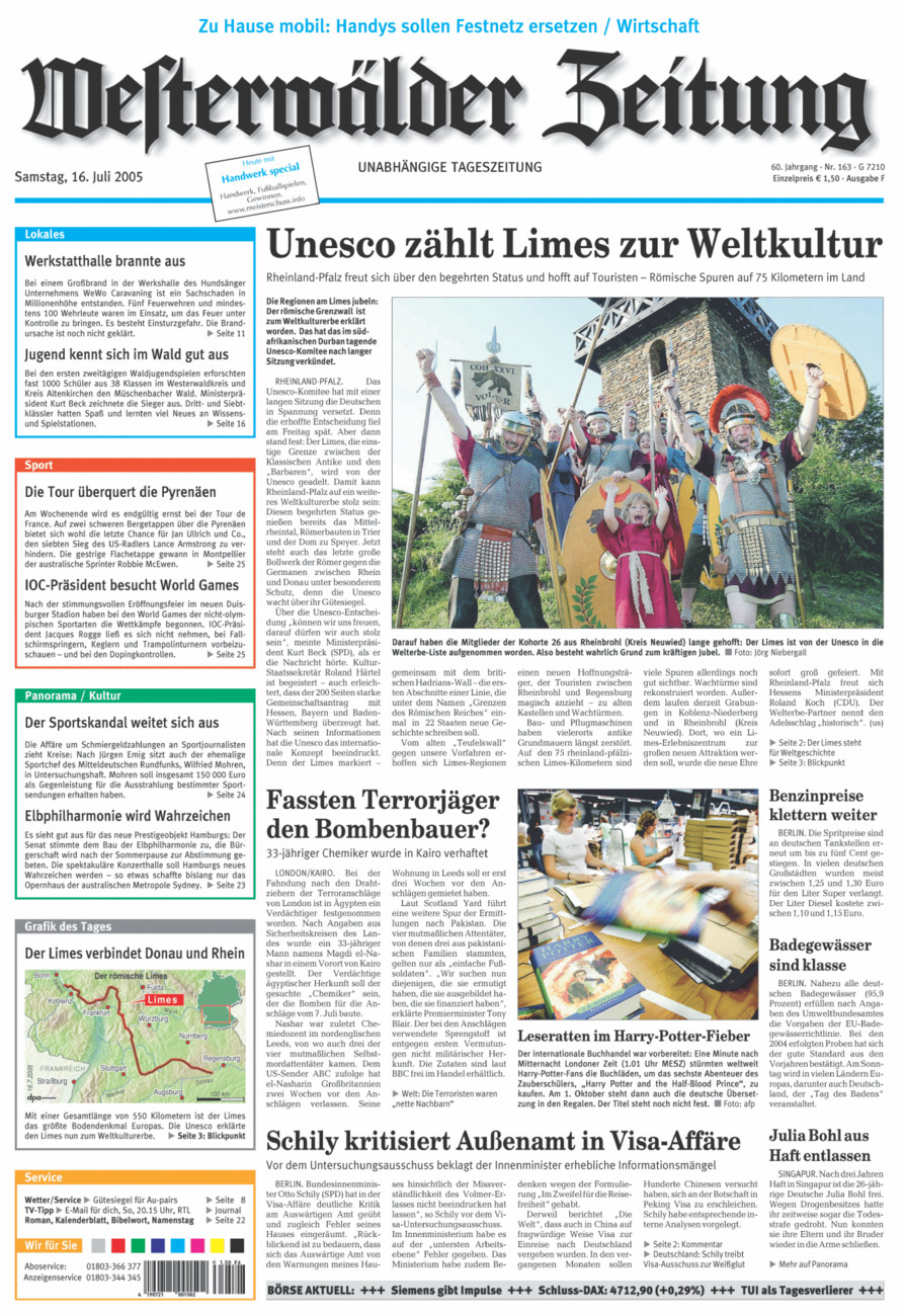 Westerwälder Zeitung vom Samstag, 16.07.2005