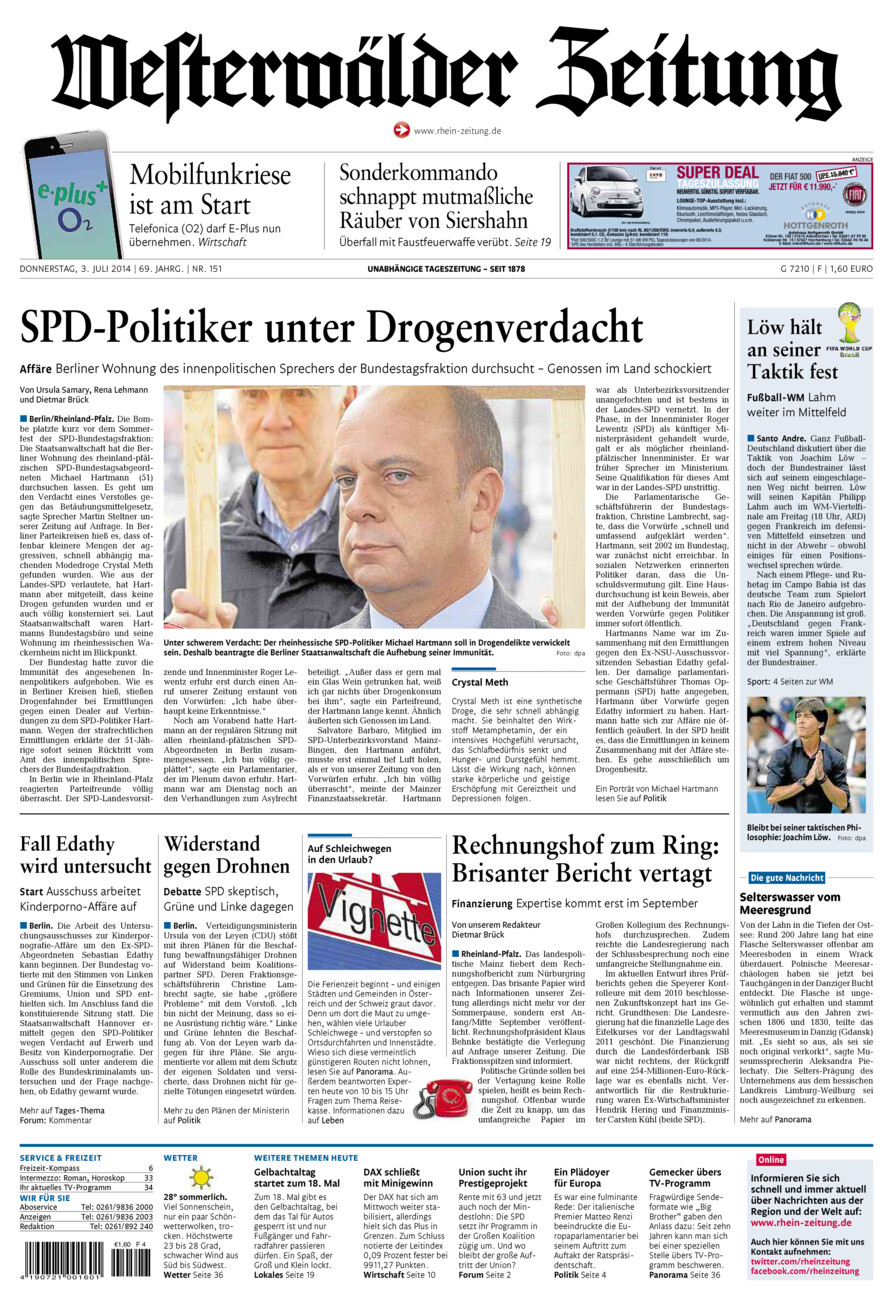 Westerwälder Zeitung vom Donnerstag, 03.07.2014