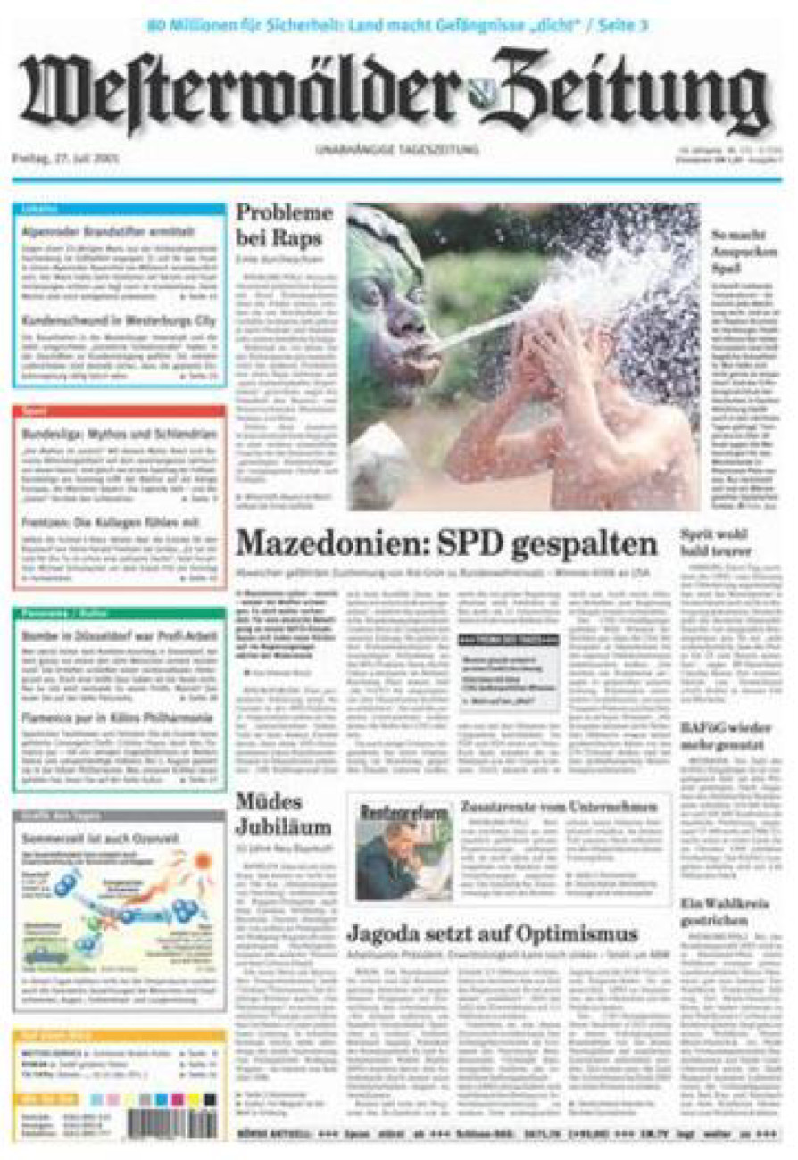 Westerwälder Zeitung vom Freitag, 27.07.2001