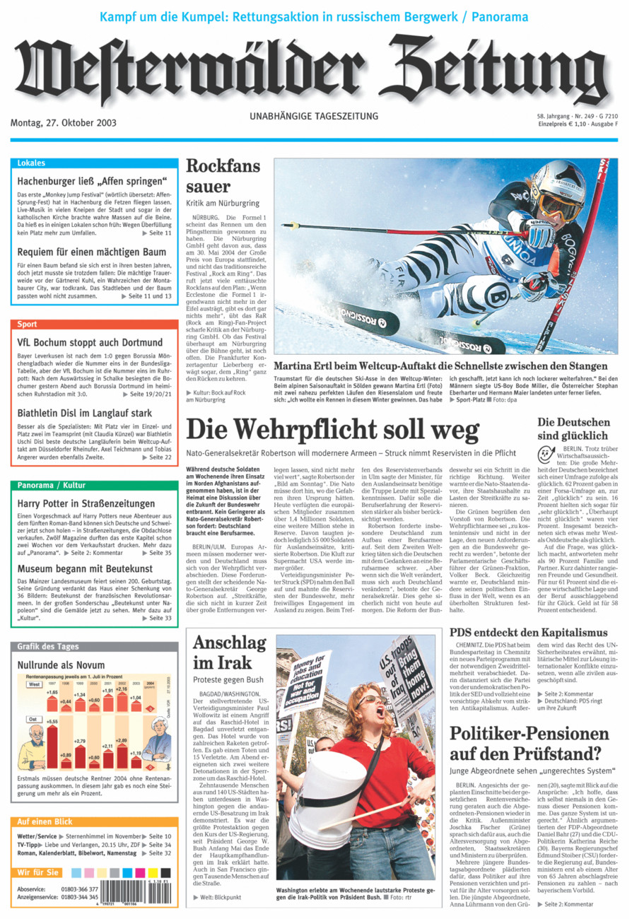 Westerwälder Zeitung vom Montag, 27.10.2003