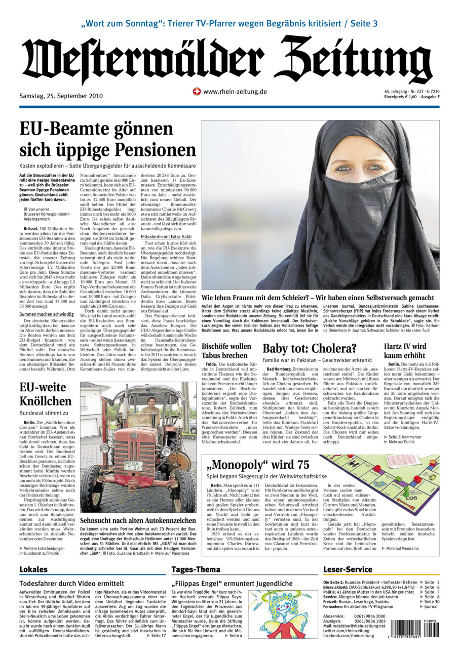 Westerwälder Zeitung vom Samstag, 25.09.2010