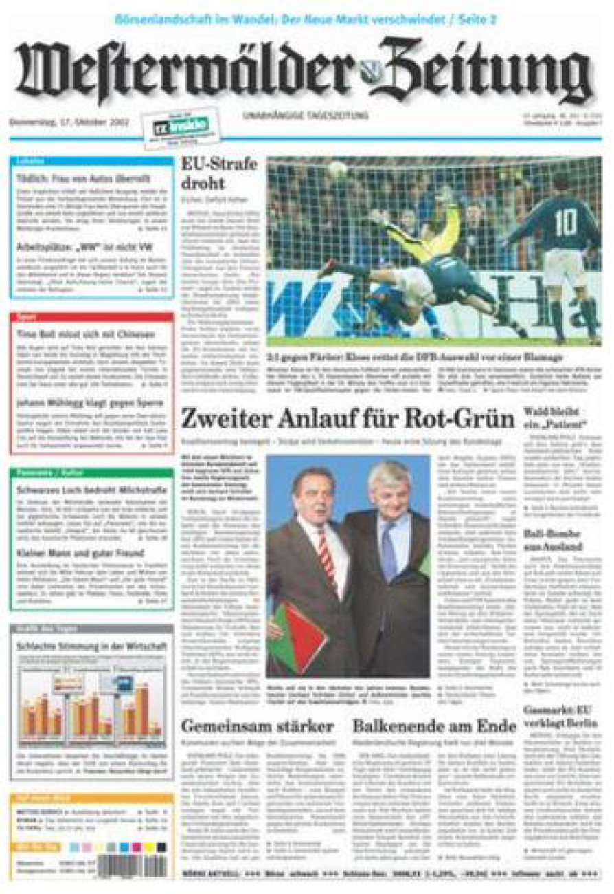 Westerwälder Zeitung vom Donnerstag, 17.10.2002