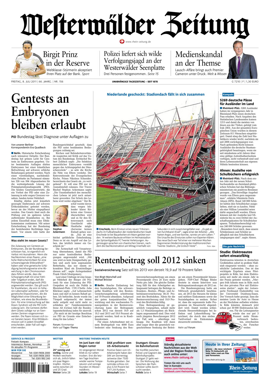 Westerwälder Zeitung vom Freitag, 08.07.2011