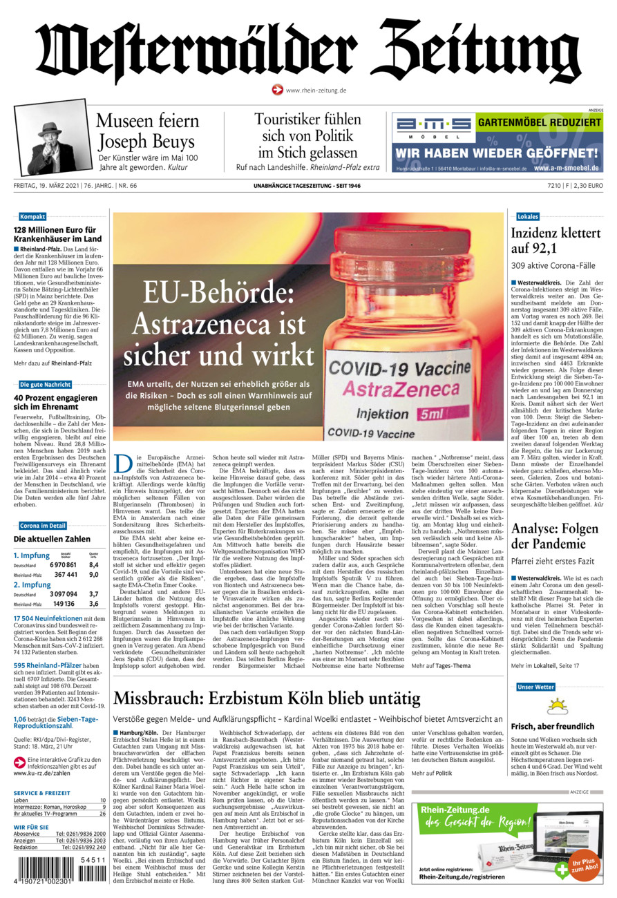 Westerwälder Zeitung vom Freitag, 19.03.2021