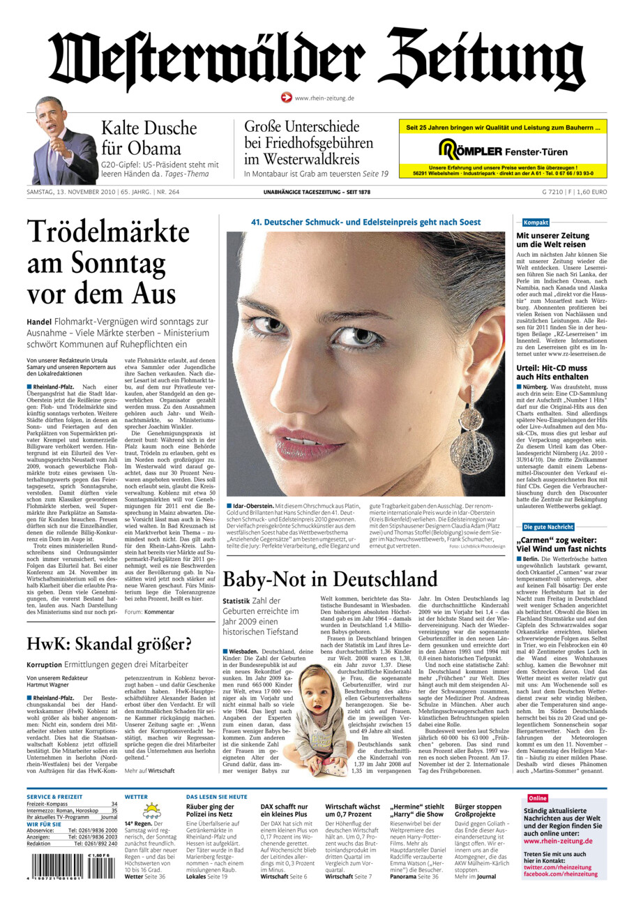 Westerwälder Zeitung vom Samstag, 13.11.2010