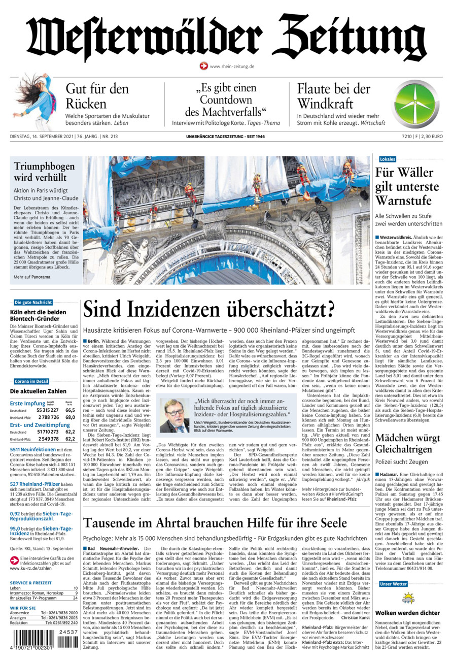 Westerwälder Zeitung vom Dienstag, 14.09.2021