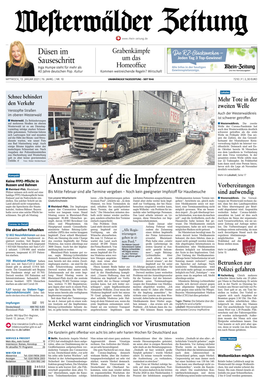 Westerwälder Zeitung vom Mittwoch, 13.01.2021