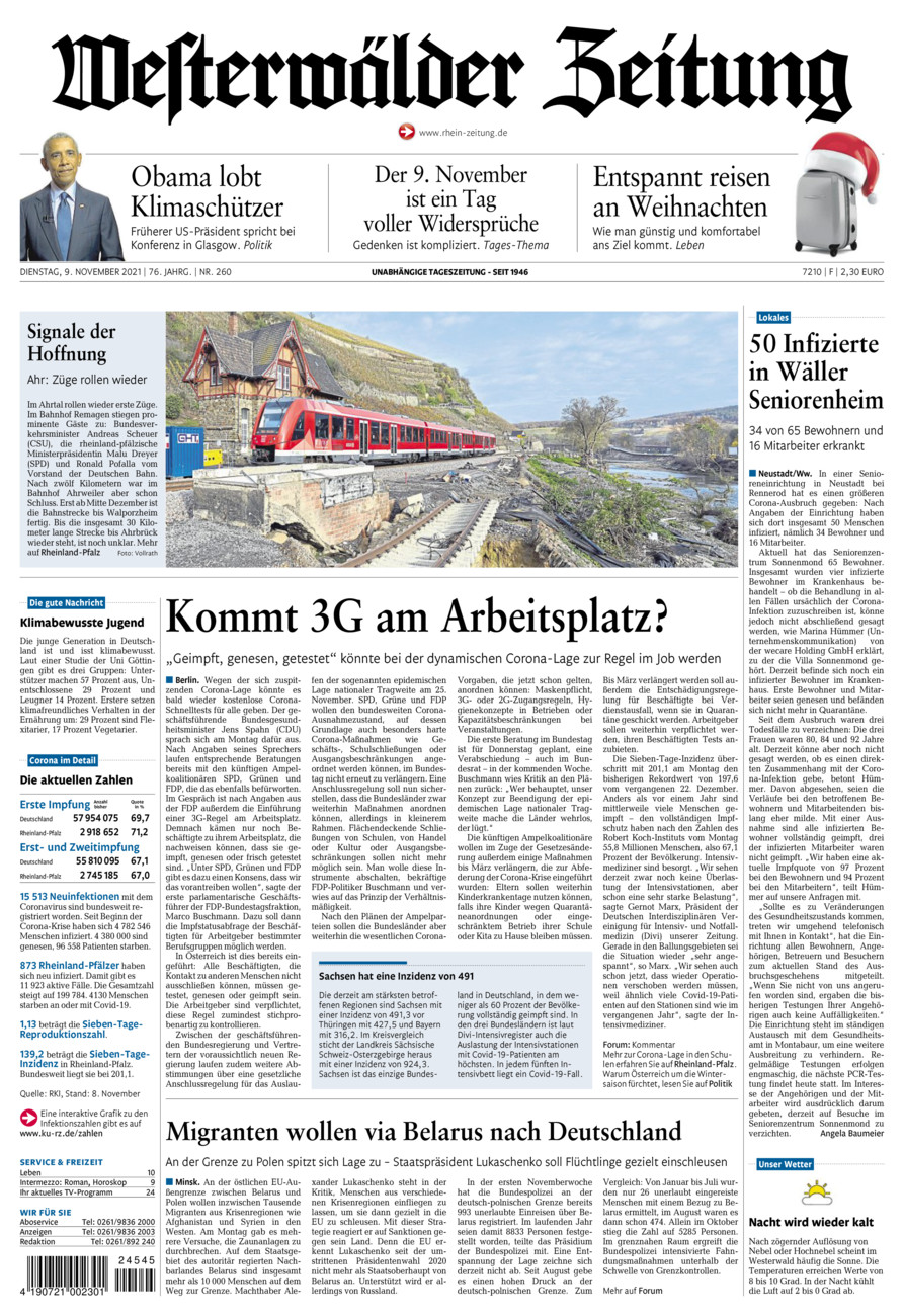 Westerwälder Zeitung vom Dienstag, 09.11.2021