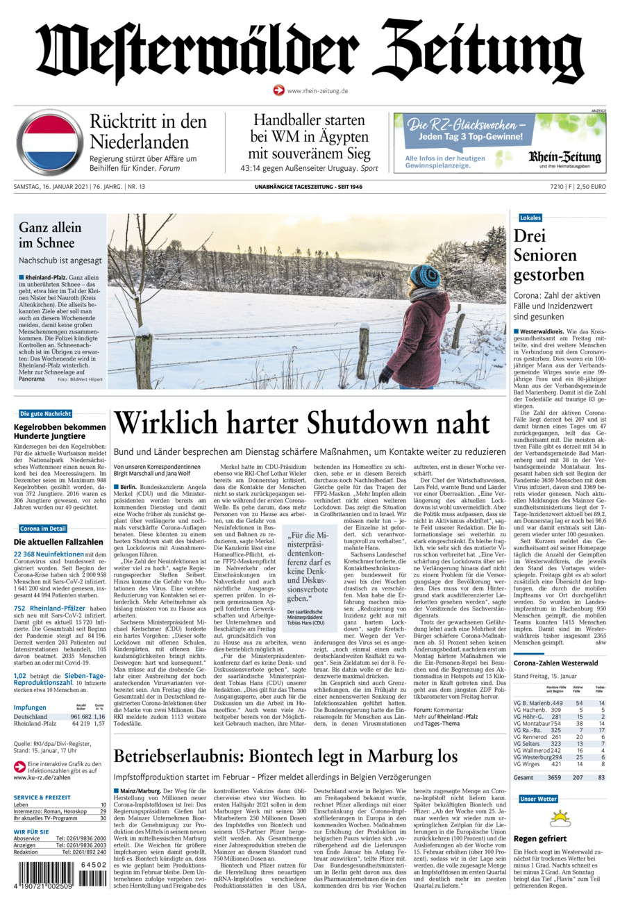 Westerwälder Zeitung vom Samstag, 16.01.2021