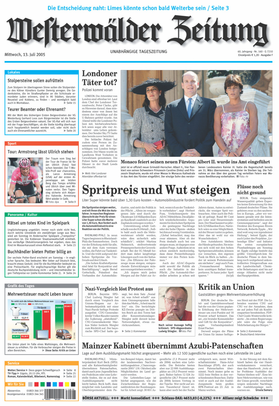 Westerwälder Zeitung vom Mittwoch, 13.07.2005