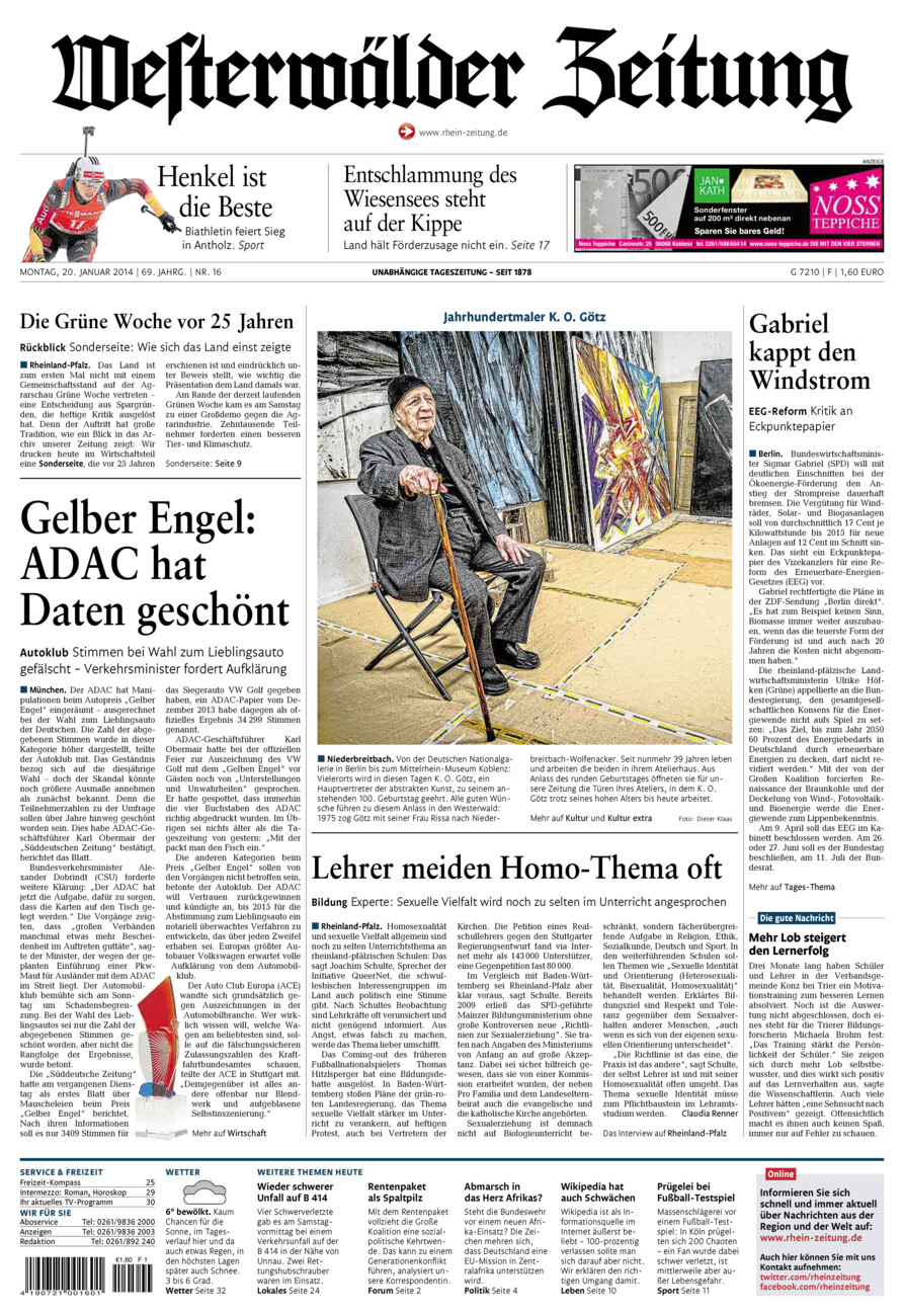 Westerwälder Zeitung vom Montag, 20.01.2014