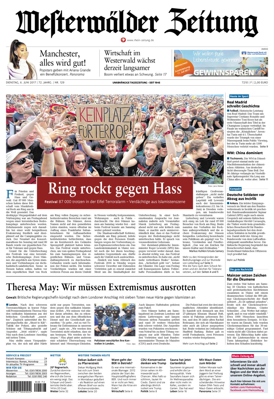 Westerwälder Zeitung vom Dienstag, 06.06.2017