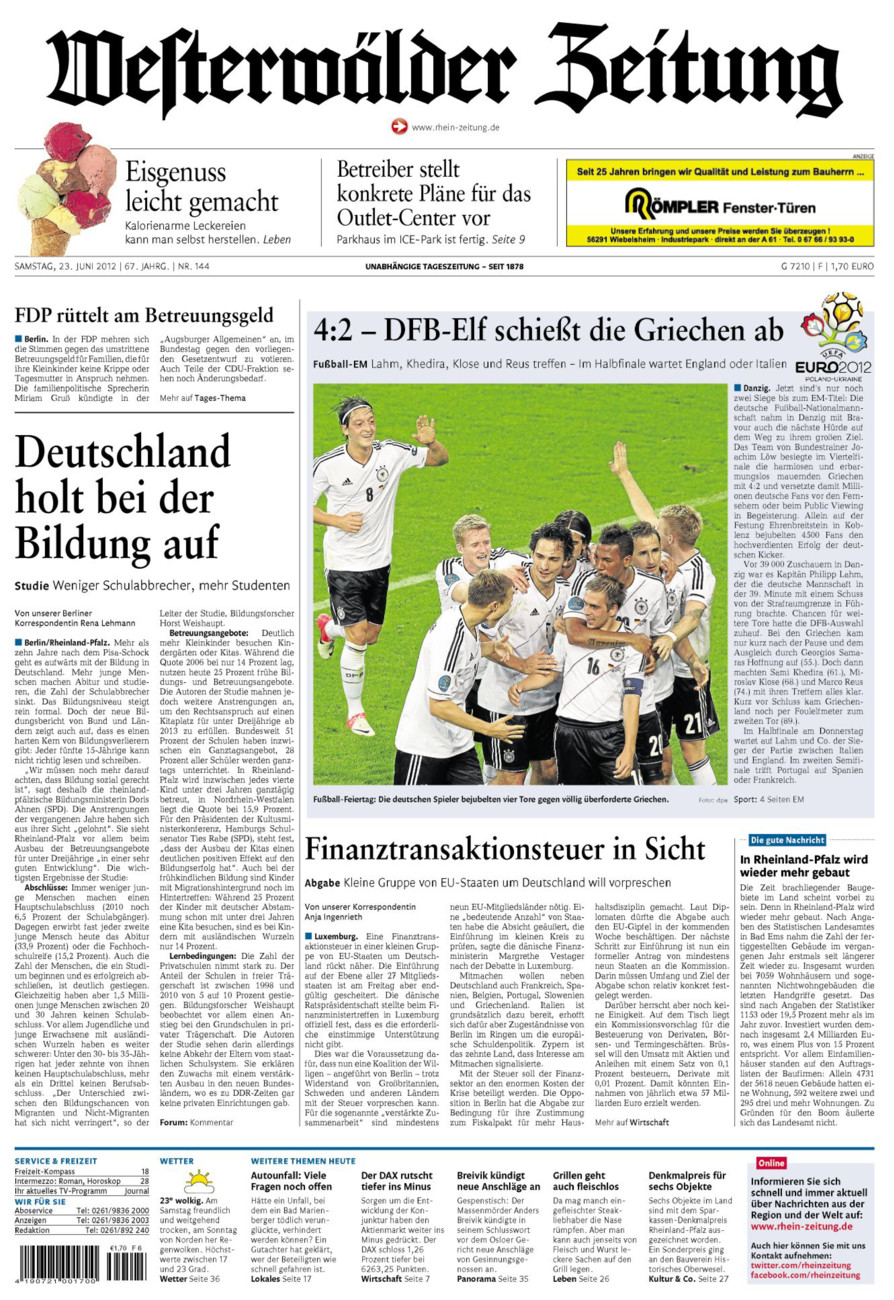 Westerwälder Zeitung vom Samstag, 23.06.2012