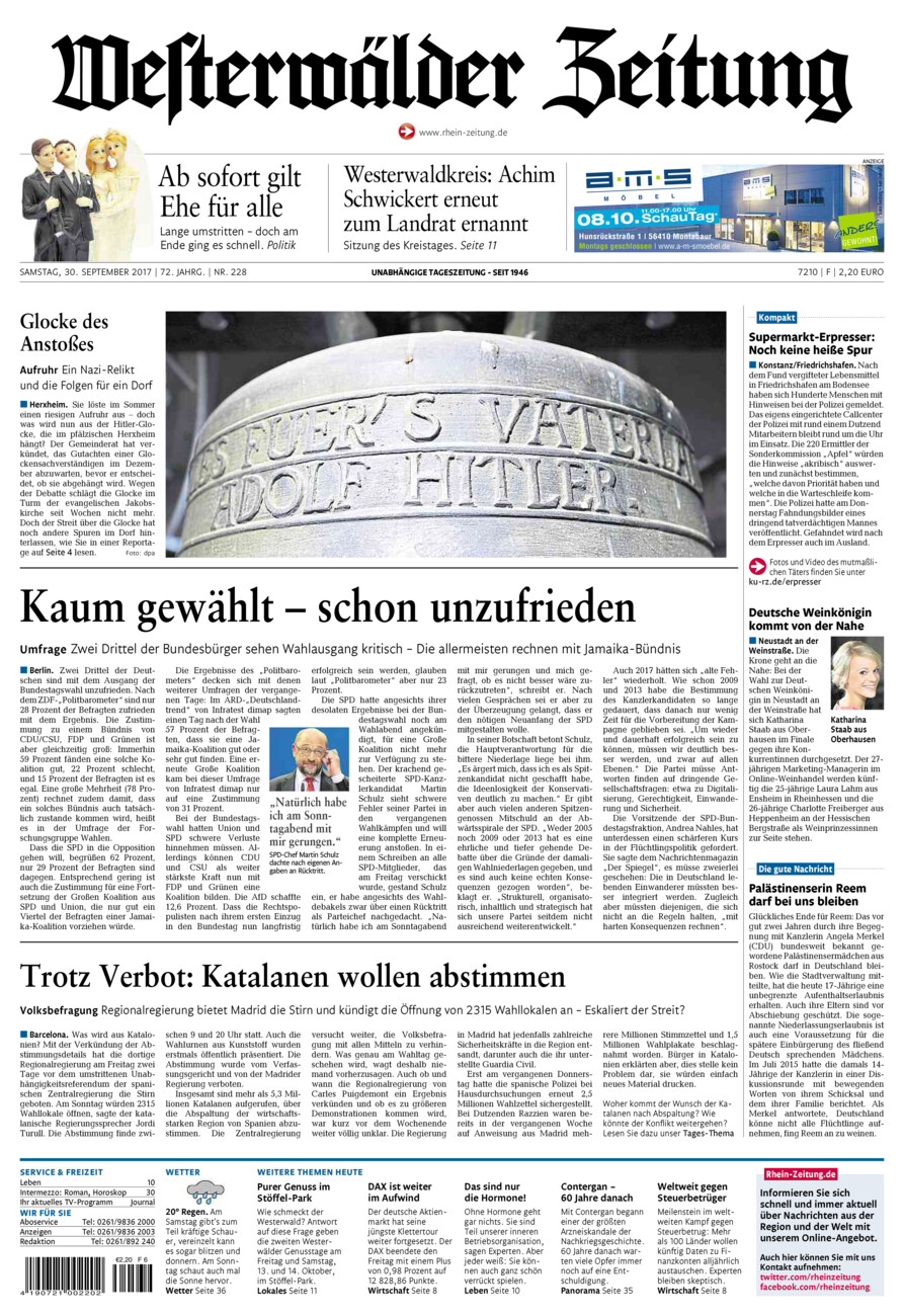 Westerwälder Zeitung vom Samstag, 30.09.2017