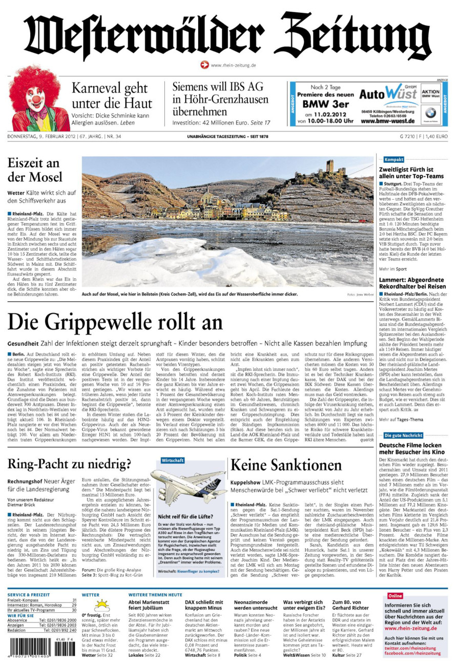 Westerwälder Zeitung vom Donnerstag, 09.02.2012