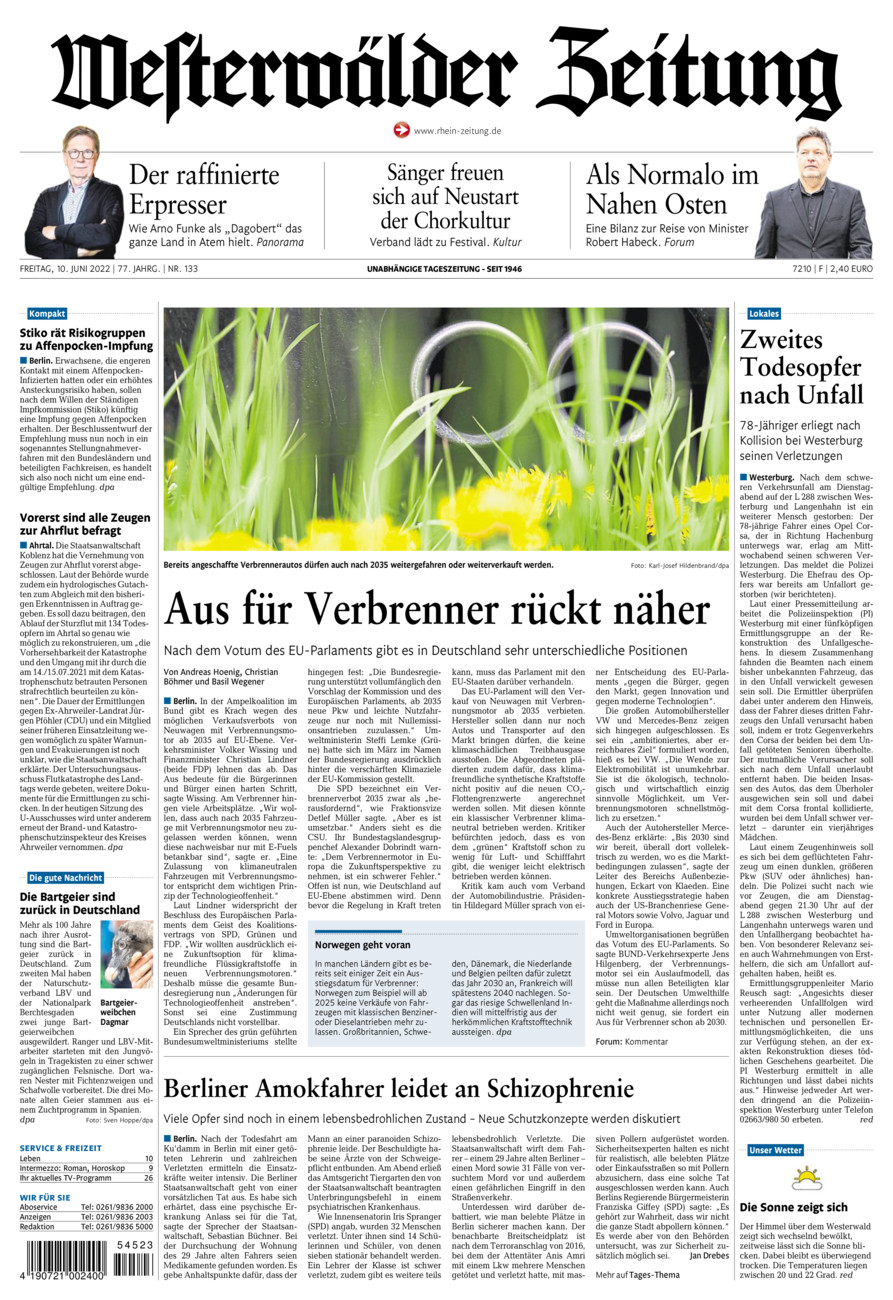 Westerwälder Zeitung vom Freitag, 10.06.2022