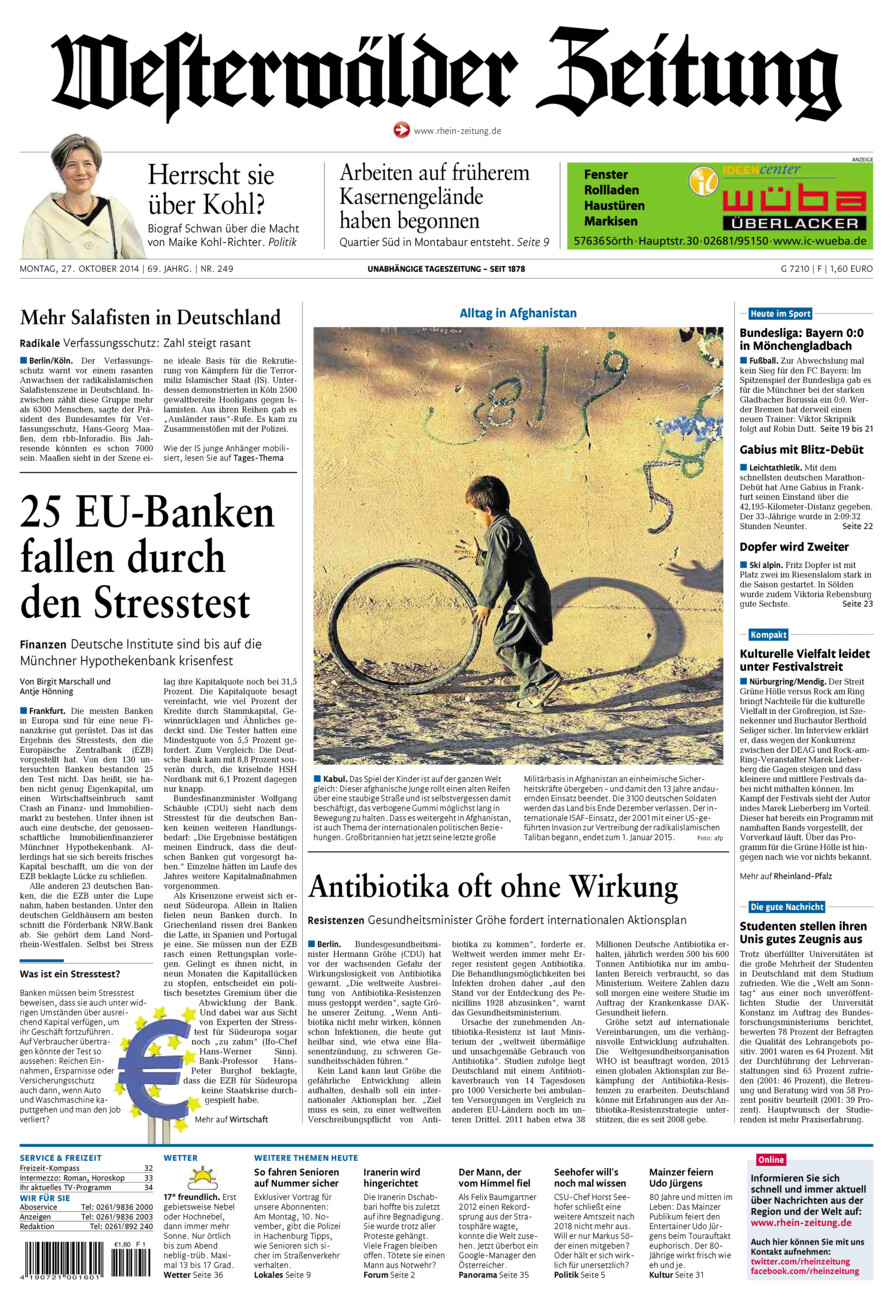 Westerwälder Zeitung vom Montag, 27.10.2014