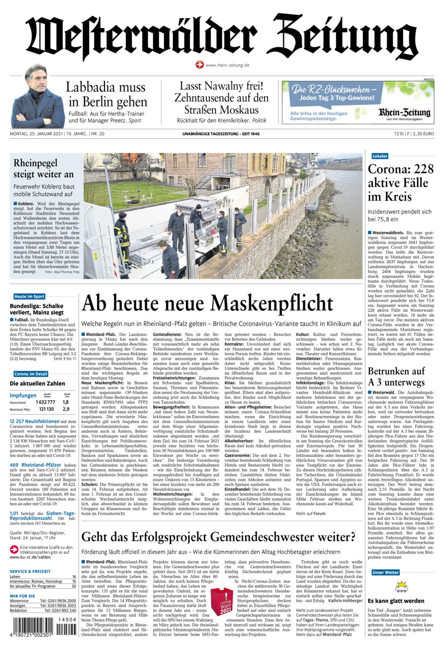 Westerwälder Zeitung vom Montag, 25.01.2021