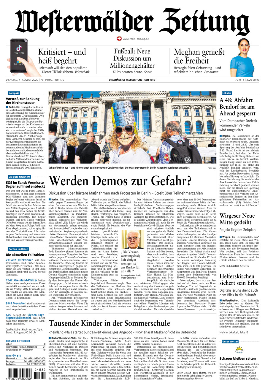 Westerwälder Zeitung vom Dienstag, 04.08.2020
