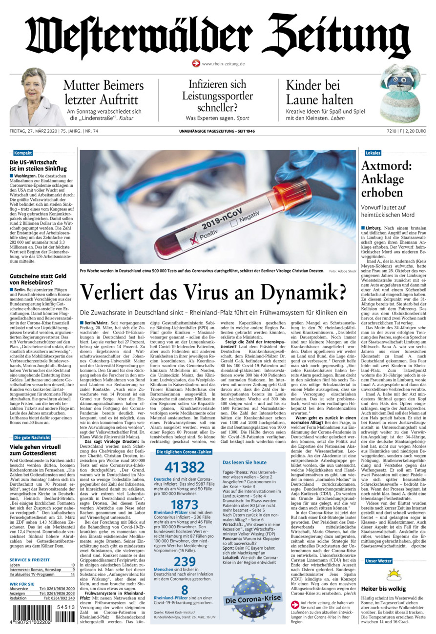 Westerwälder Zeitung vom Freitag, 27.03.2020