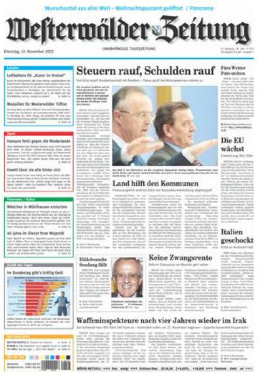 Westerwälder Zeitung vom Dienstag, 19.11.2002