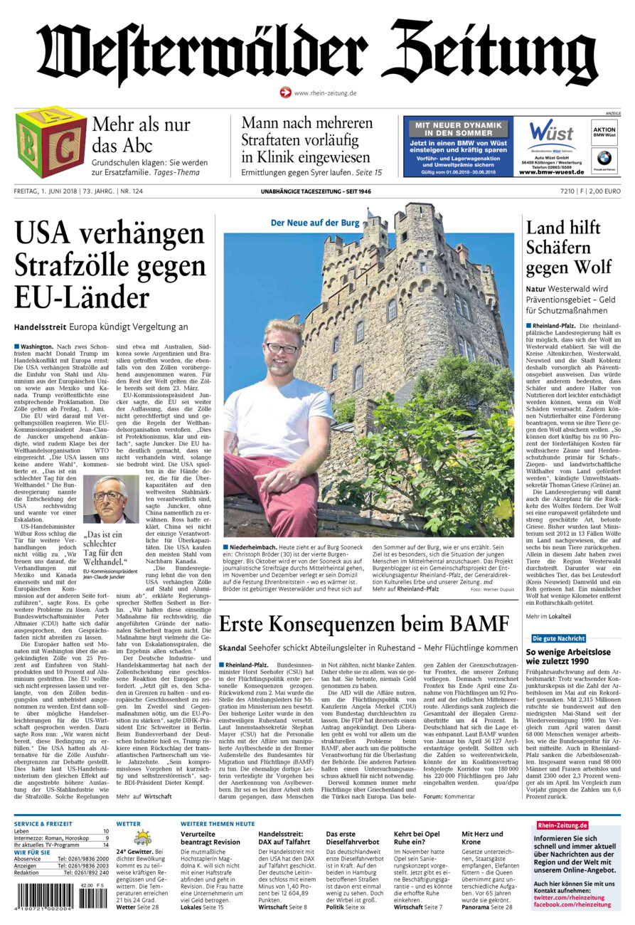 Westerwälder Zeitung vom Freitag, 01.06.2018