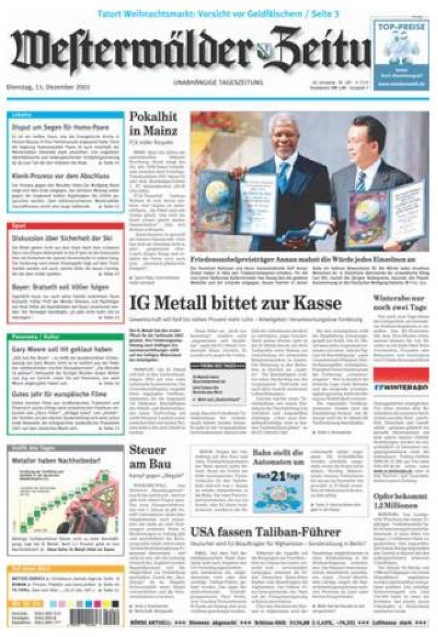 Westerwälder Zeitung vom Dienstag, 11.12.2001