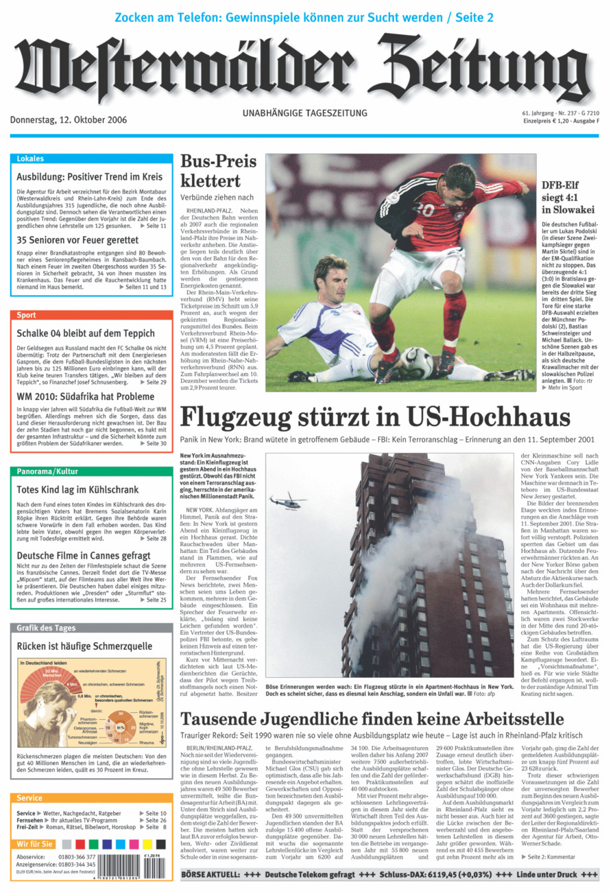 Westerwälder Zeitung vom Donnerstag, 12.10.2006