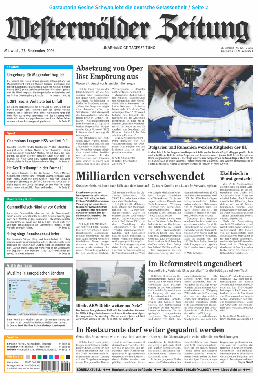 Westerwälder Zeitung vom Mittwoch, 27.09.2006