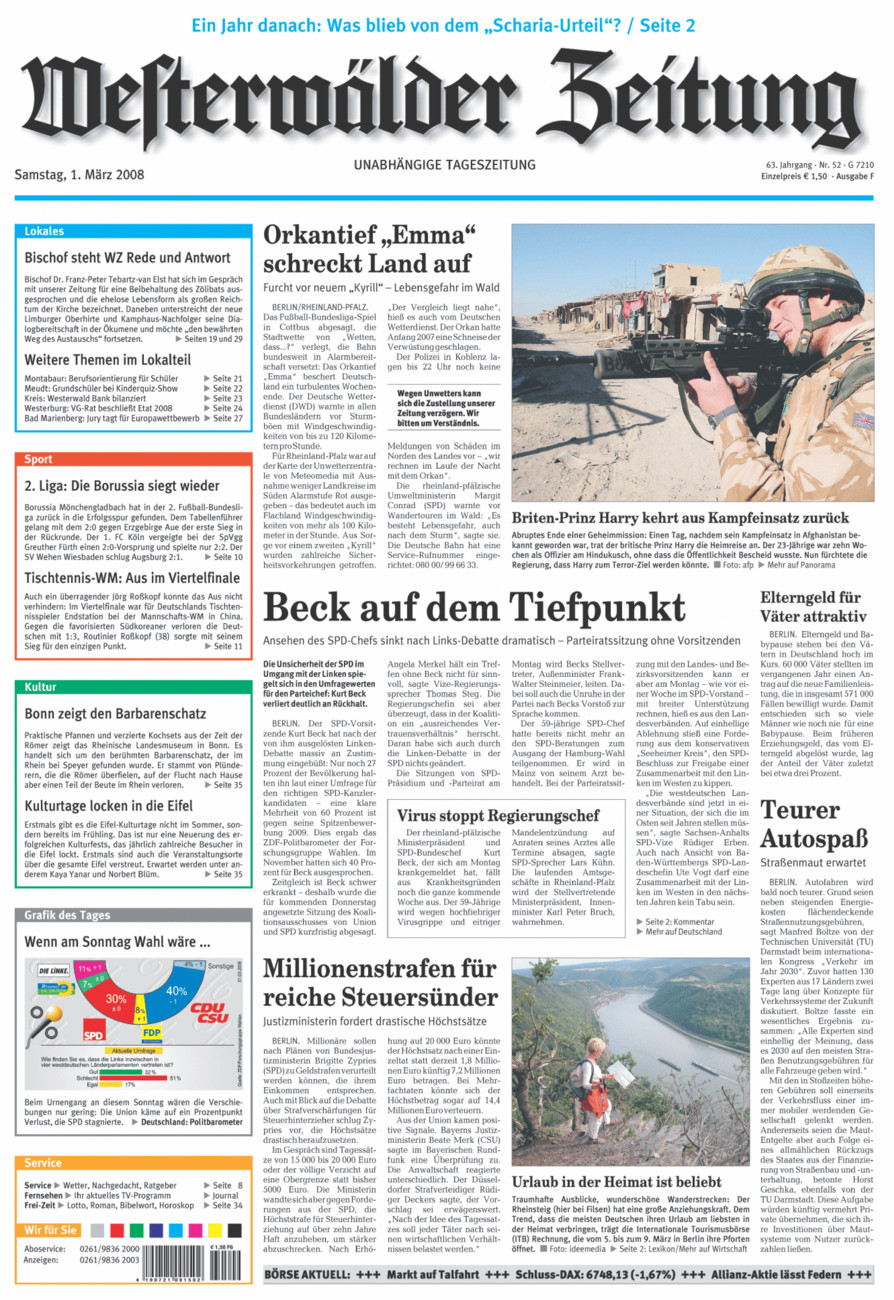 Westerwälder Zeitung vom Samstag, 01.03.2008