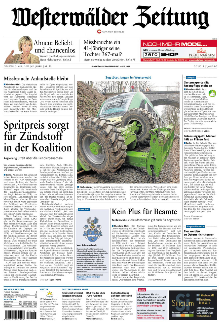 Westerwälder Zeitung vom Dienstag, 03.04.2012
