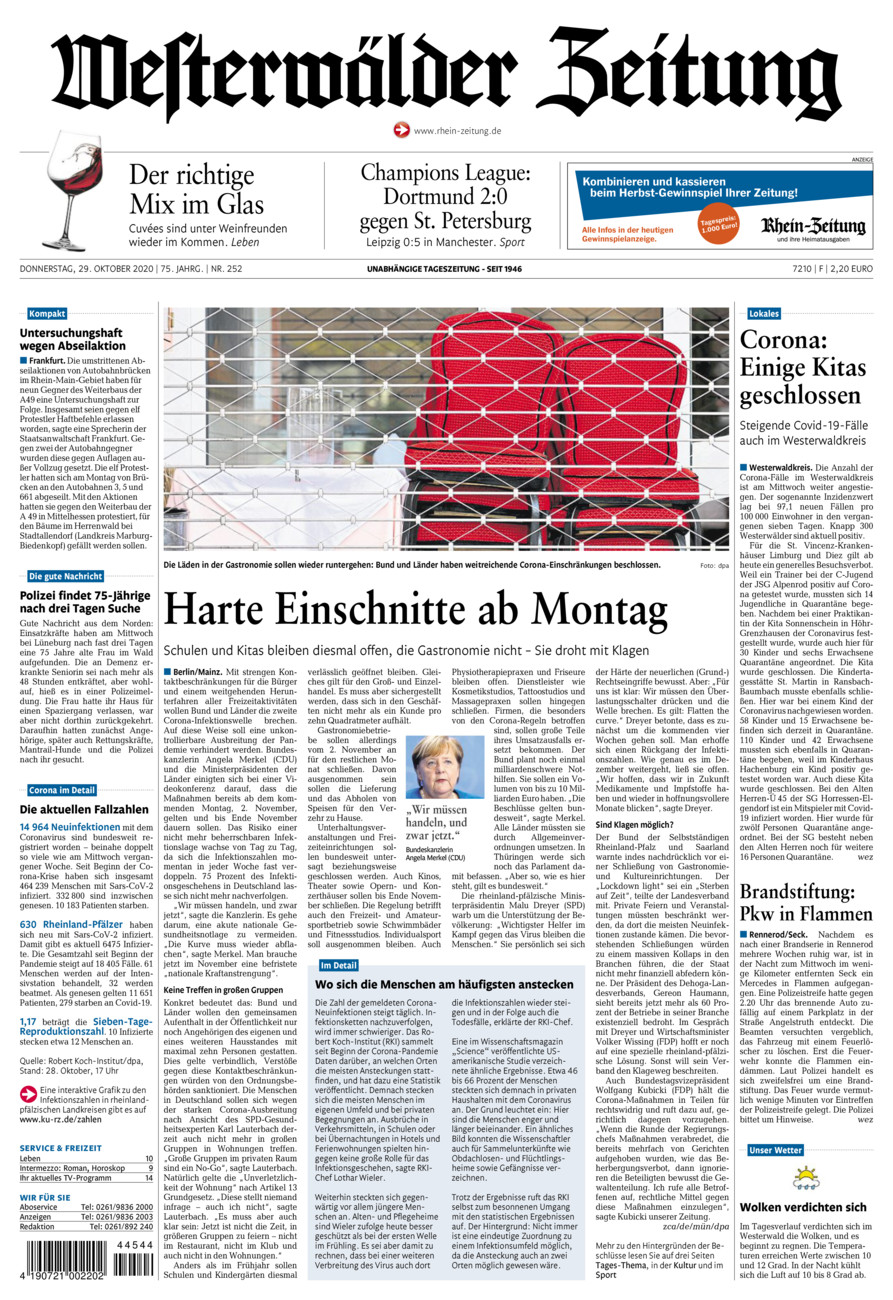 Westerwälder Zeitung vom Donnerstag, 29.10.2020