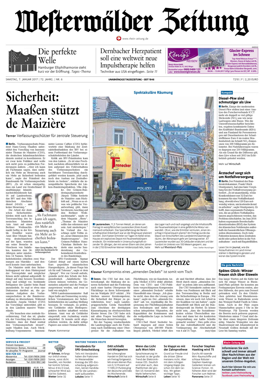 Westerwälder Zeitung vom Samstag, 07.01.2017