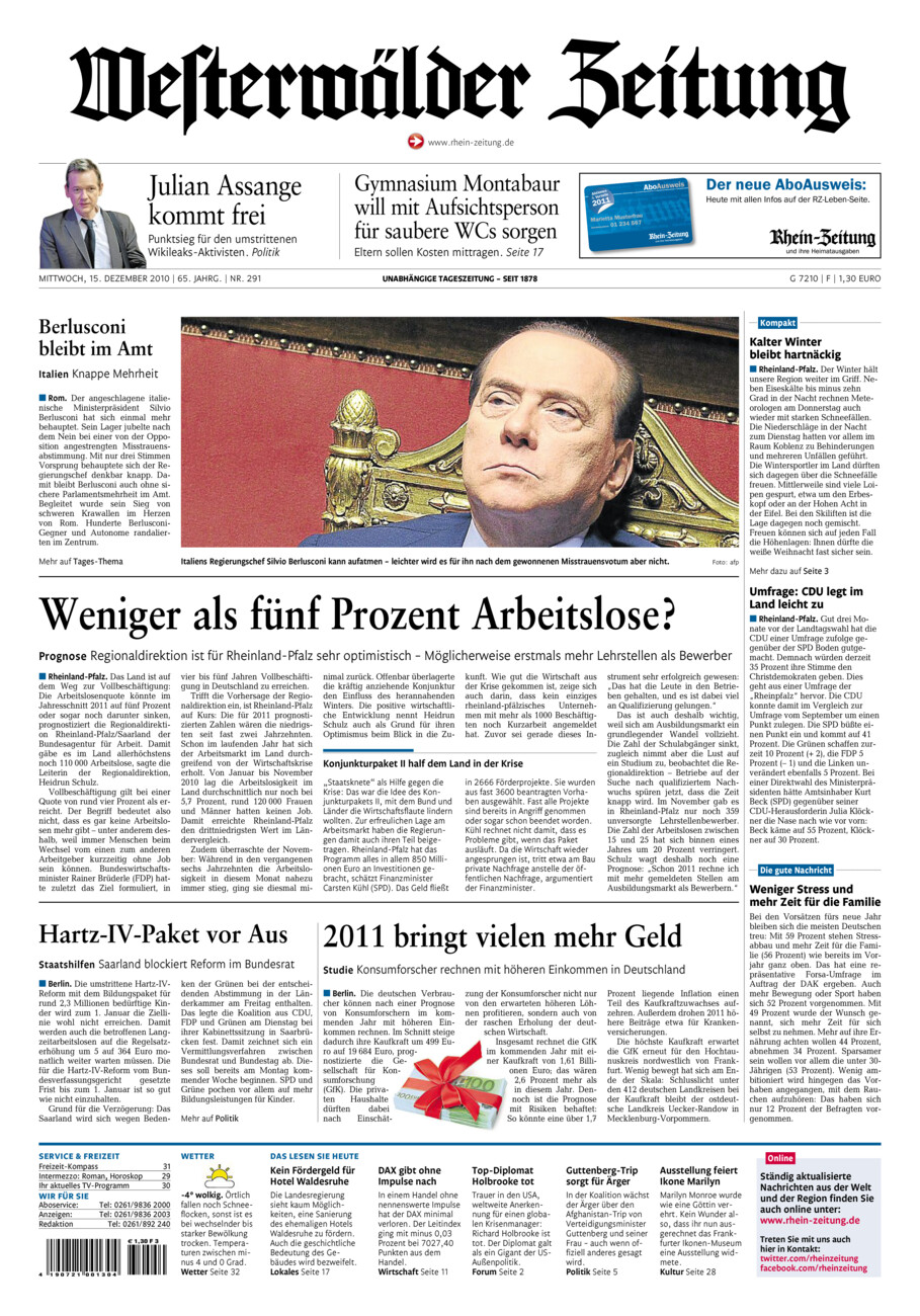 Westerwälder Zeitung vom Mittwoch, 15.12.2010