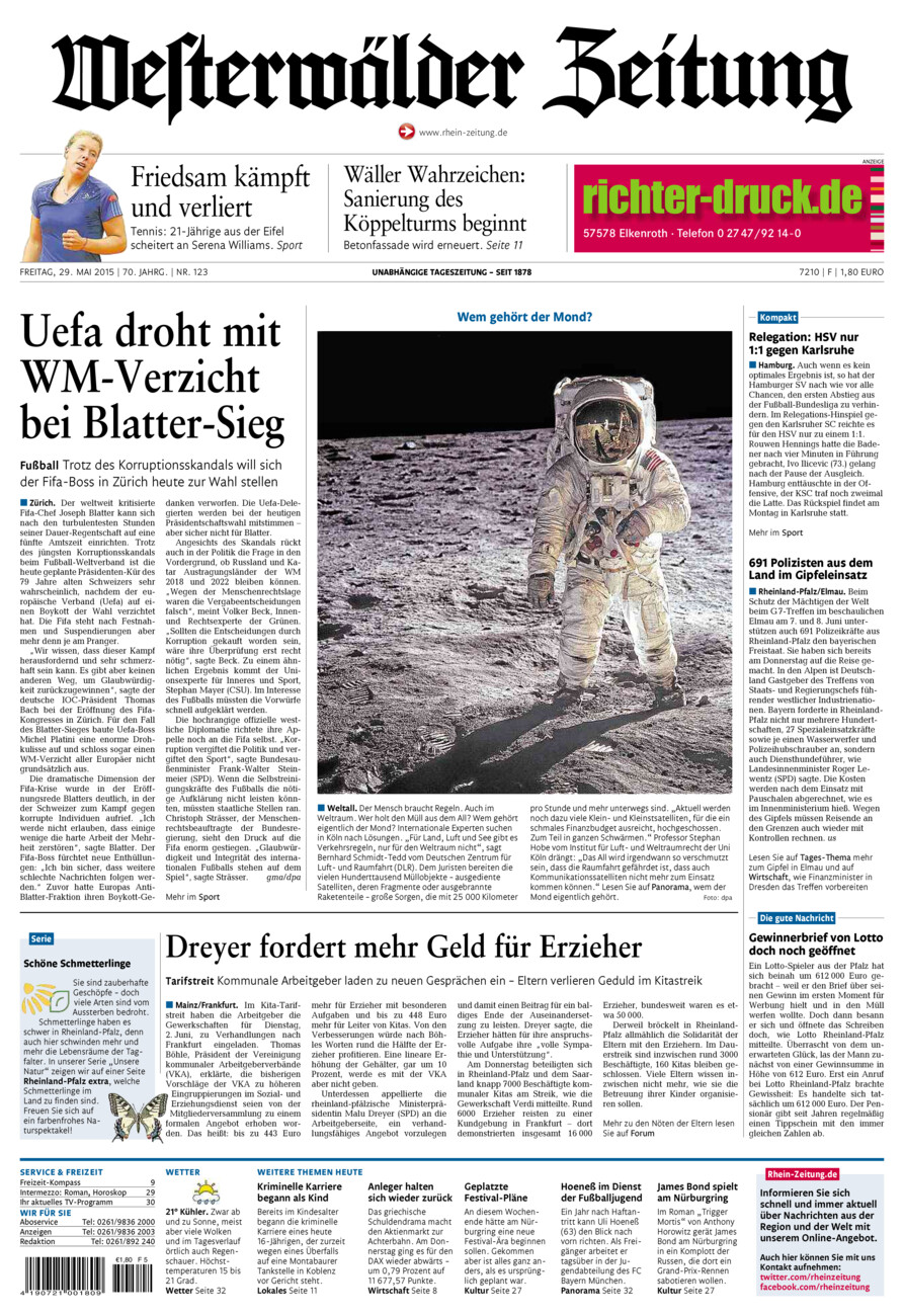 Westerwälder Zeitung vom Freitag, 29.05.2015
