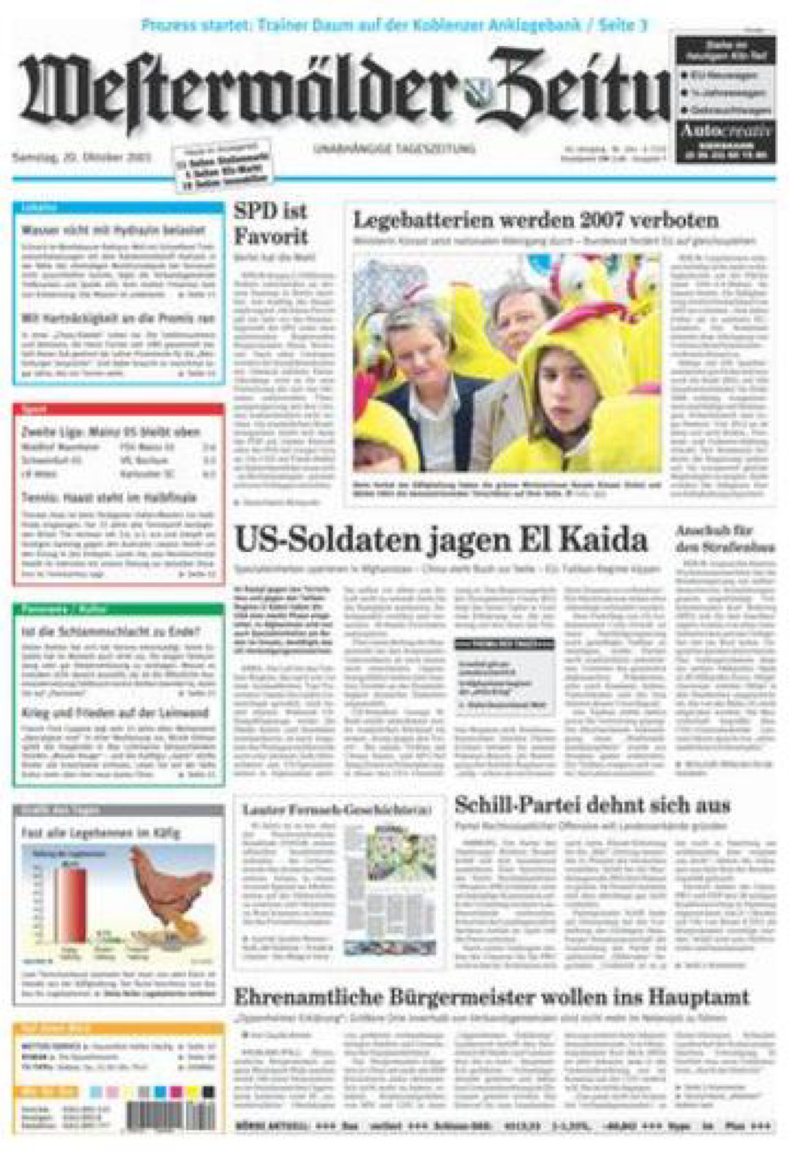 Westerwälder Zeitung vom Samstag, 20.10.2001