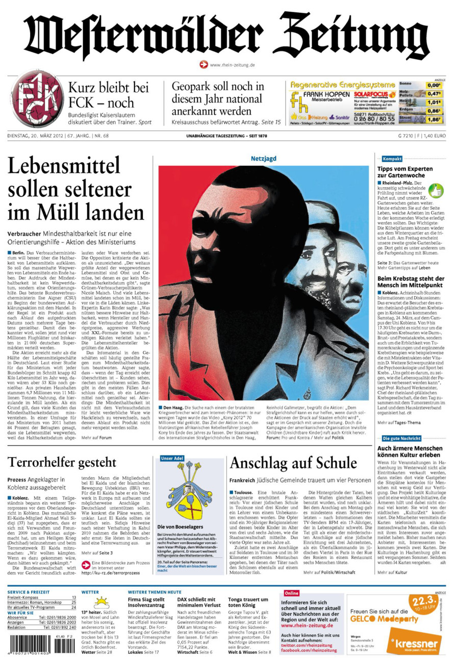 Westerwälder Zeitung vom Dienstag, 20.03.2012